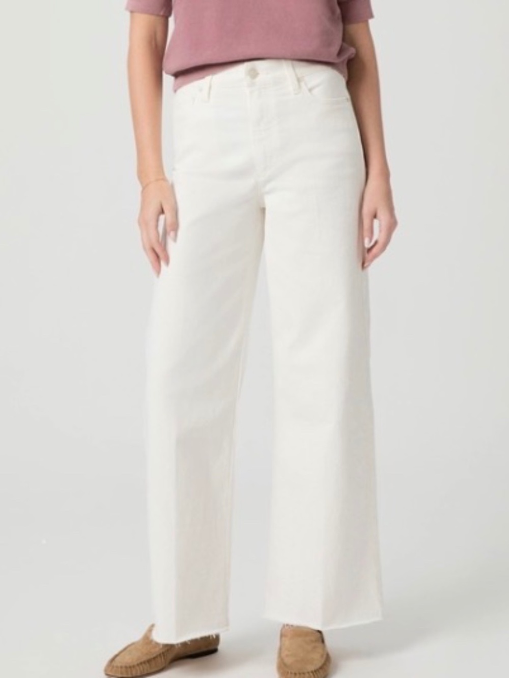 💐NWT💐 PAIGE Anessa 31" Wide Leg Jean Tonal Ecru - size 26